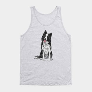 Black and White Border Collie Dog Tank Top